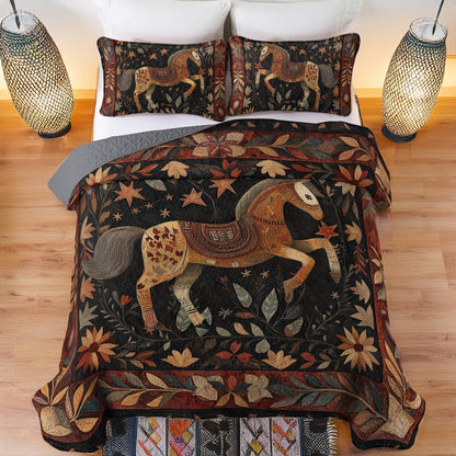 Shineful All Season Quilt 3-Piece Set Meadow Horse