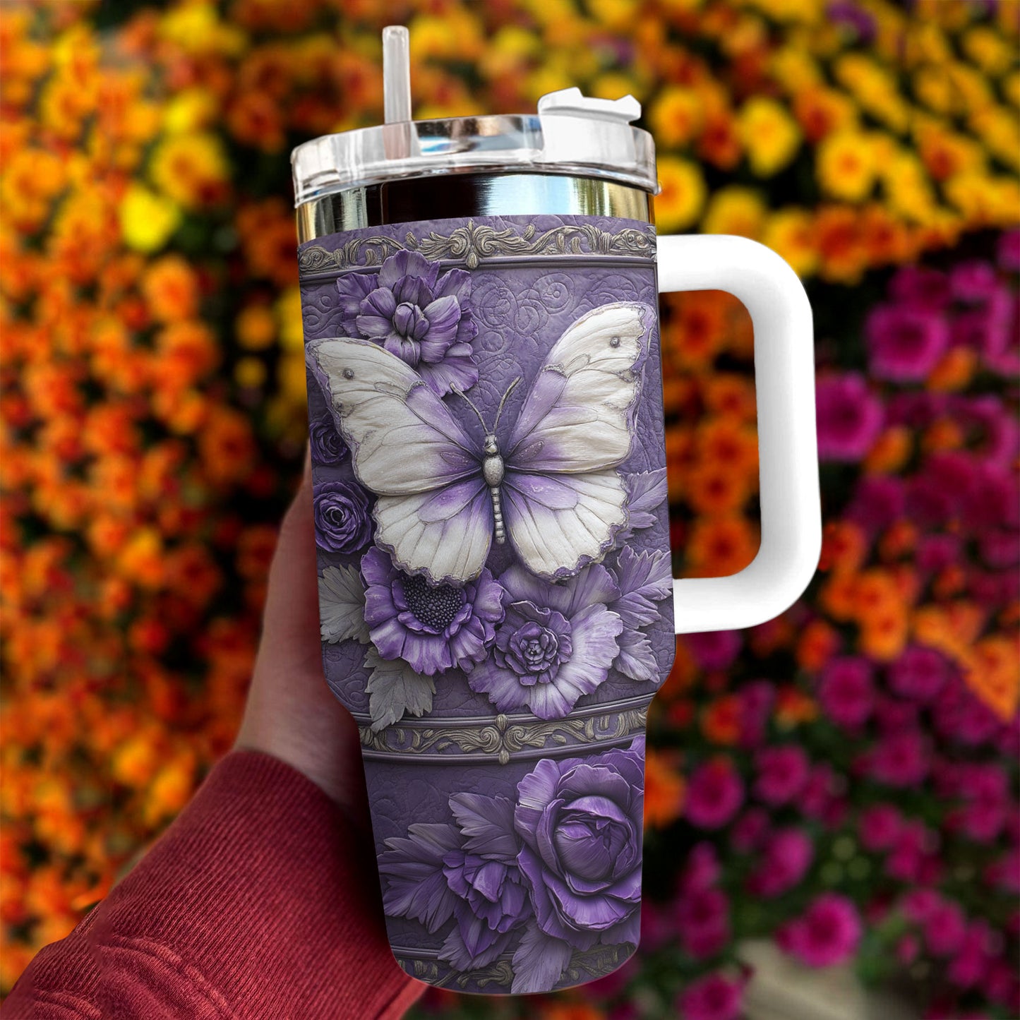 Shineful Glossy Tumbler Purple Butterfly