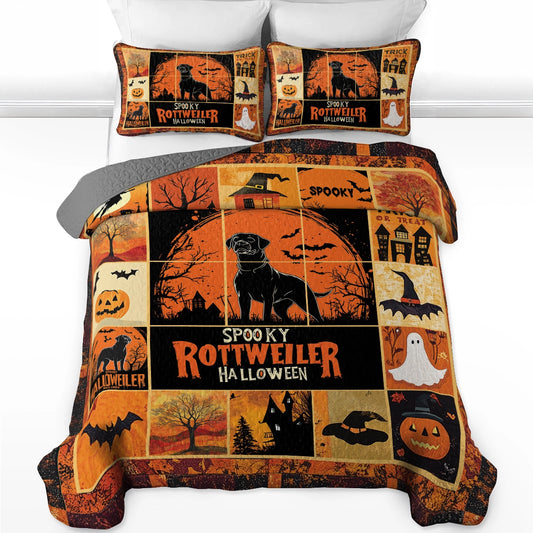 Shineful All Season Quilt 3-Piece Set - Spooky Rottweiler Halloween