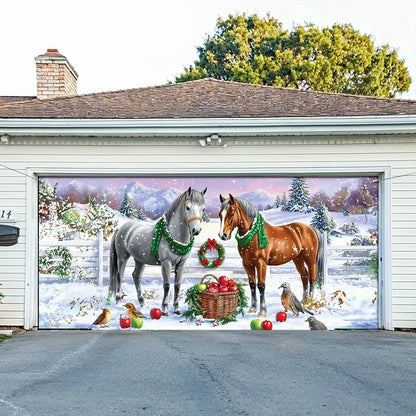 Shineful Garage Door Banner Decoration  Holiday Stable Elegance