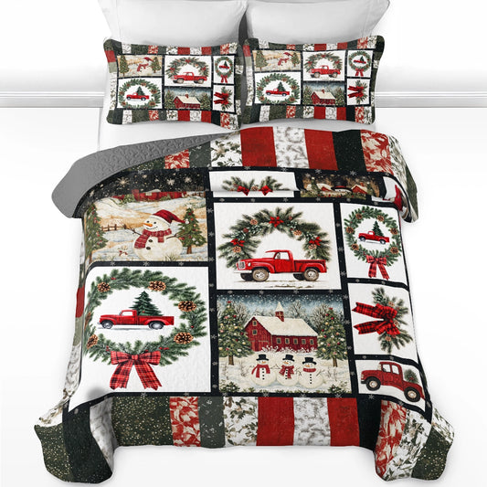 Shineful All Season Quilt 3-Piece Set Christmas Festive Red Truck