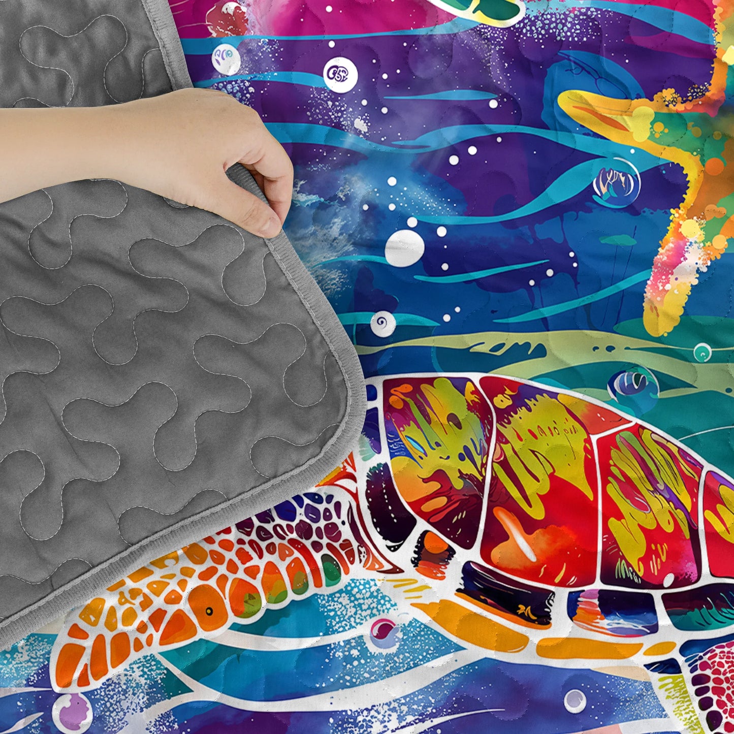 Shineful Quilt 3-Piece Set Turtle Rainbow