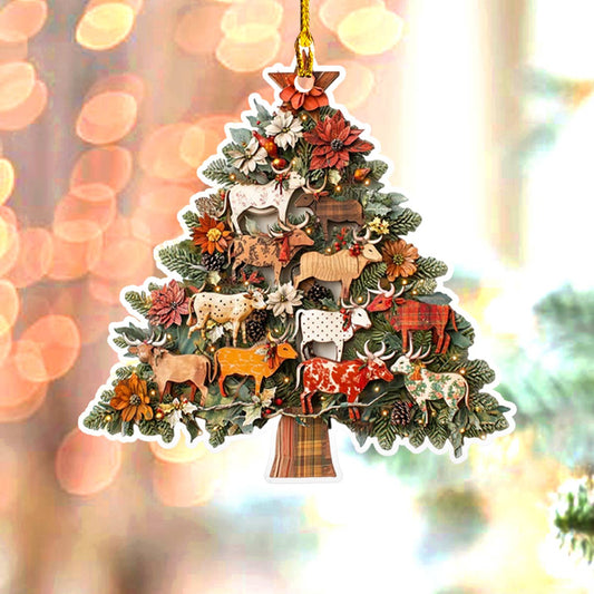 Shineful 2D Acrylic Ornament Charming Floral Cows