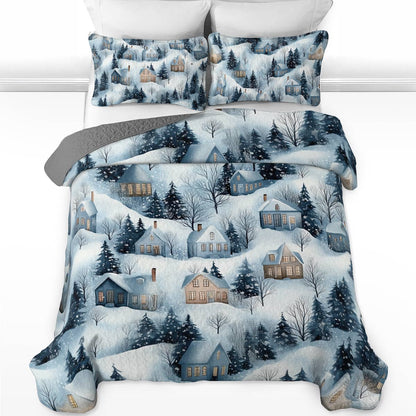 Shineful All Season Quilt 3-Piece Set Snow Village