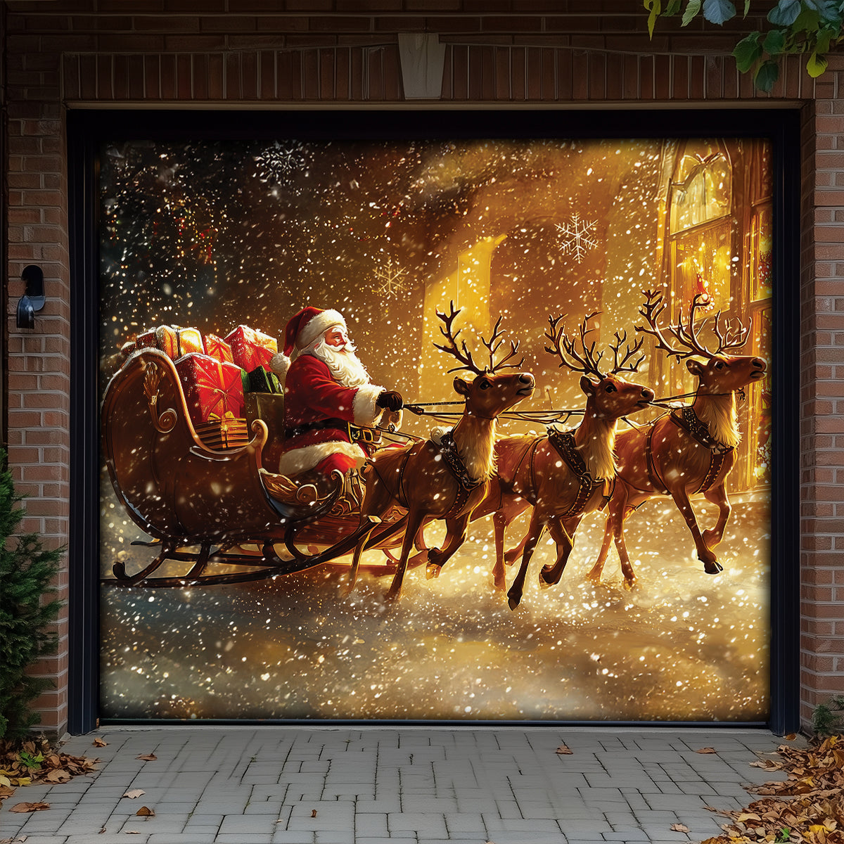 Shineful Garage Door Banner Decoration Santa's Coming To Town