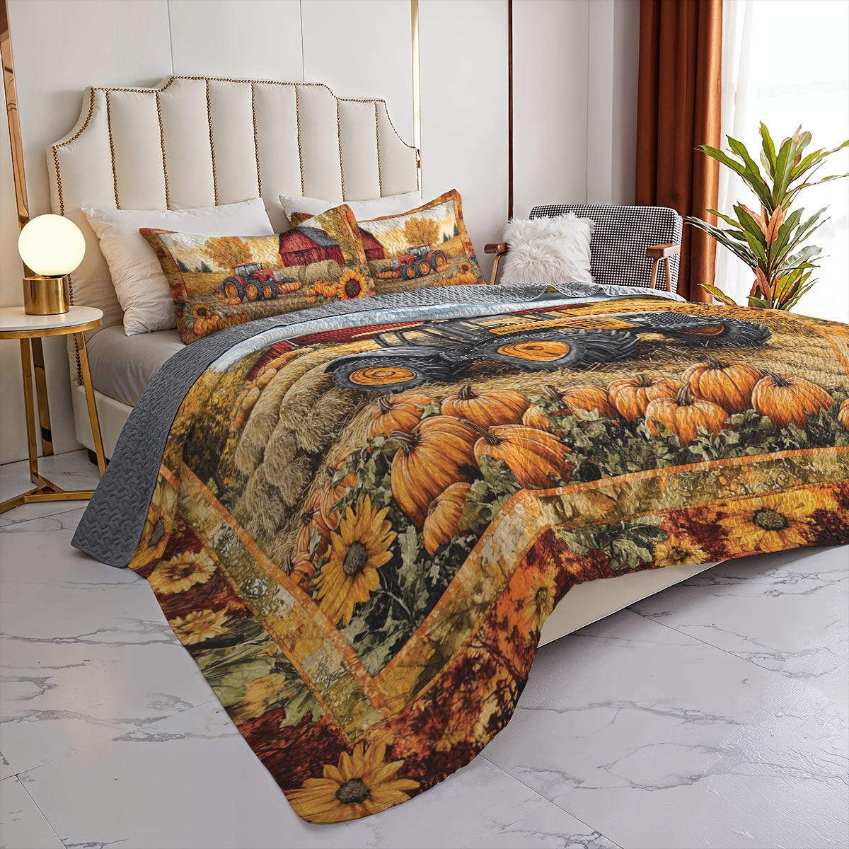 Shineful All Season Quilt 3-Piece Set Autumn Harvest Farm