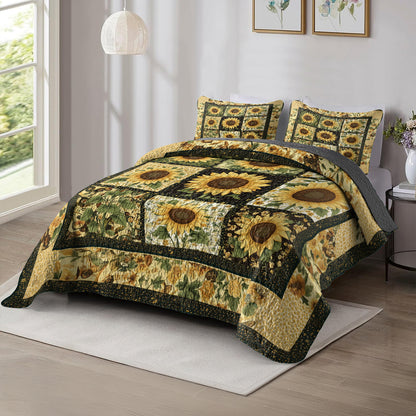 Shineful All Season Quilt 3-Piece Set Sunflower Patch