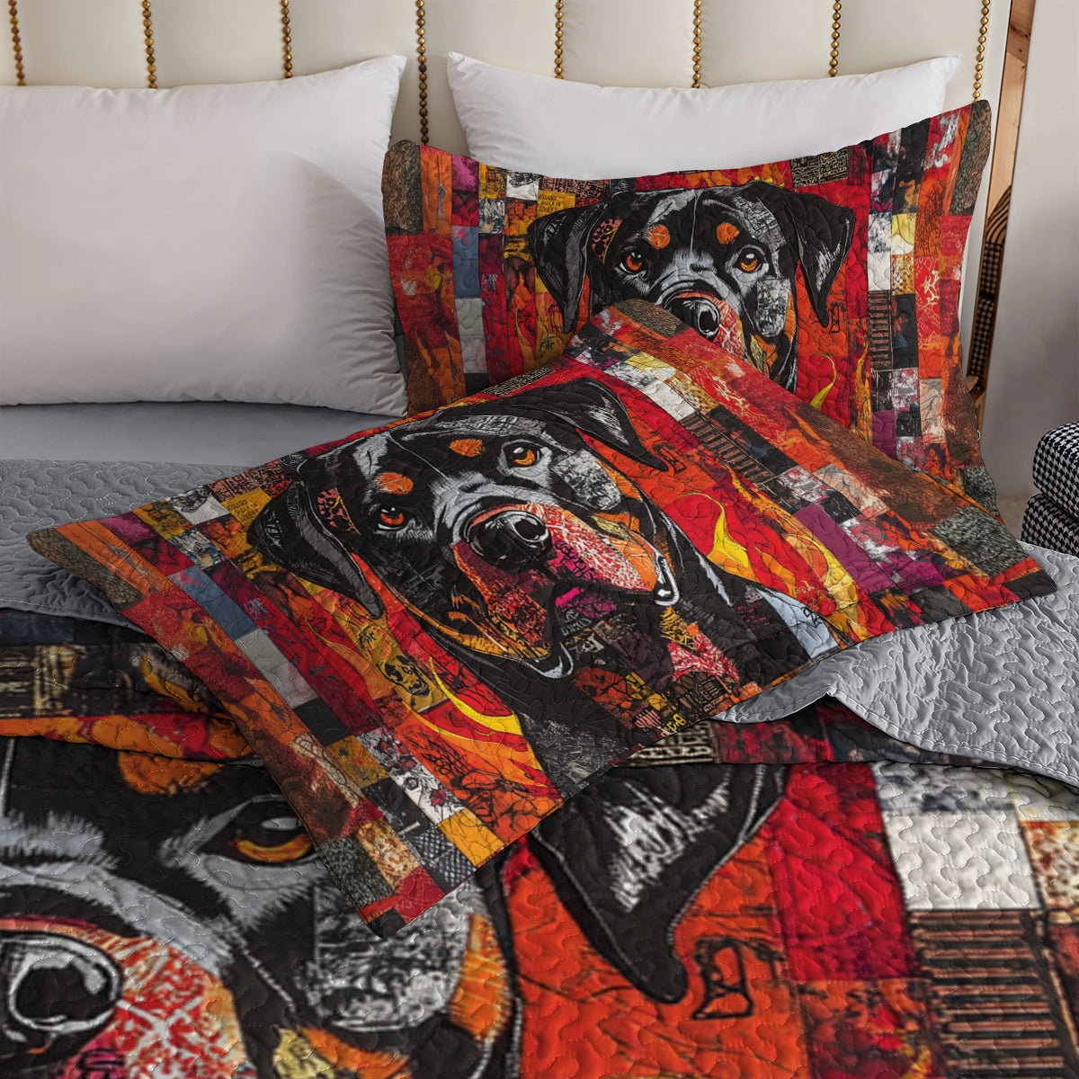 Shineful All Season Quilt 3-Piece Set Guardian Rottweiler