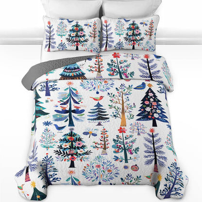 Shineful All Season Quilt 3-Piece Set Whimsical Christmas Tree