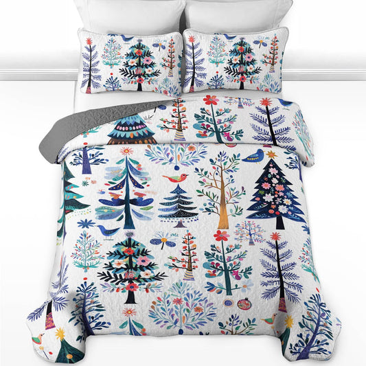 Shineful All Season Quilt 3-Piece Set Whimsical Christmas Tree