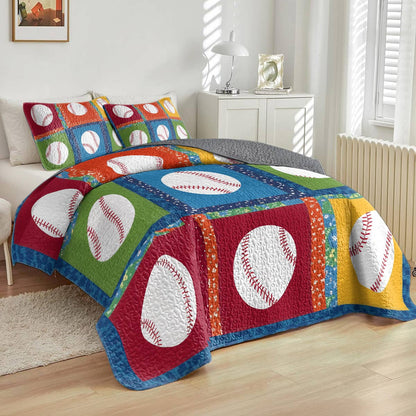 Shineful All Season Quilt 3-Piece Set - Baseball Bliss