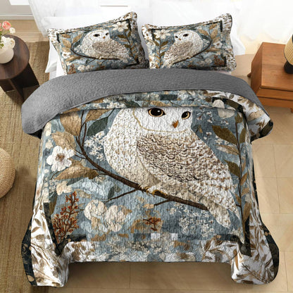 Shineful All Season Quilt 3-Piece Set Charming Owl Flowers