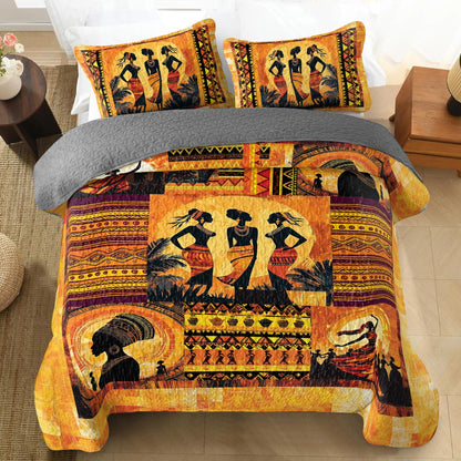 Shineful All Season Quilt 3-Piece Set - Black Women Dancing Silhouettes