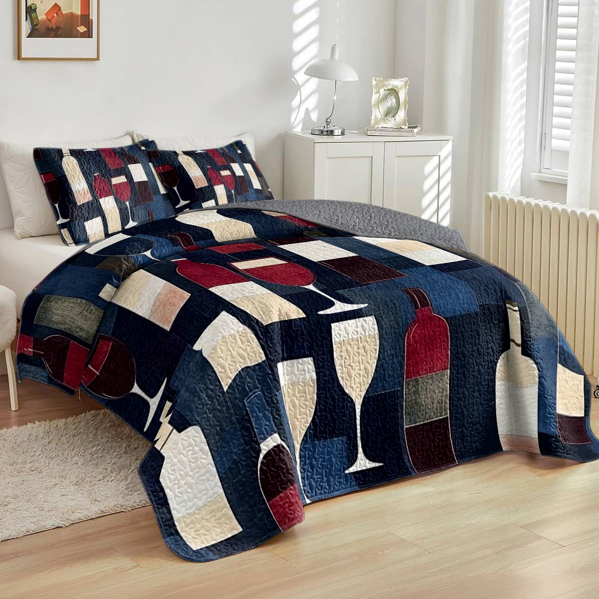 Shineful All Season Quilt 3-Piece Set Bewitching Wine