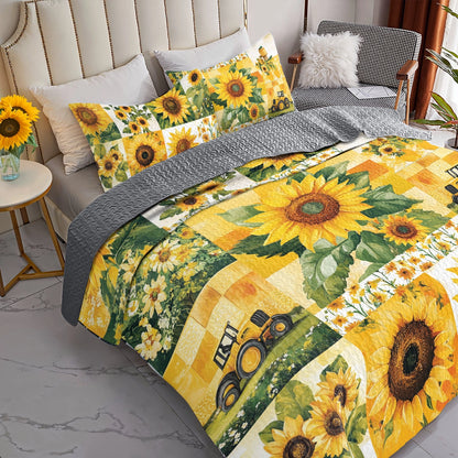 Shineful All Season Quilt 3-Piece Set Sunflower Sunshine Blooms
