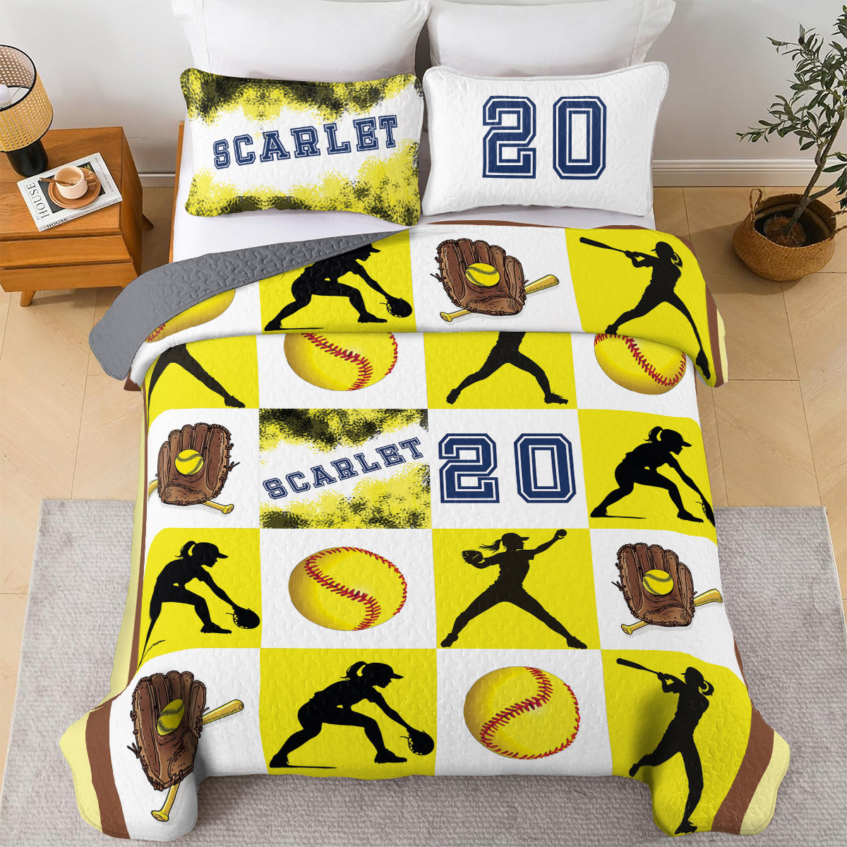 Shineful All Season Quilt 3-Piece Set - Personalized All-Star Softball