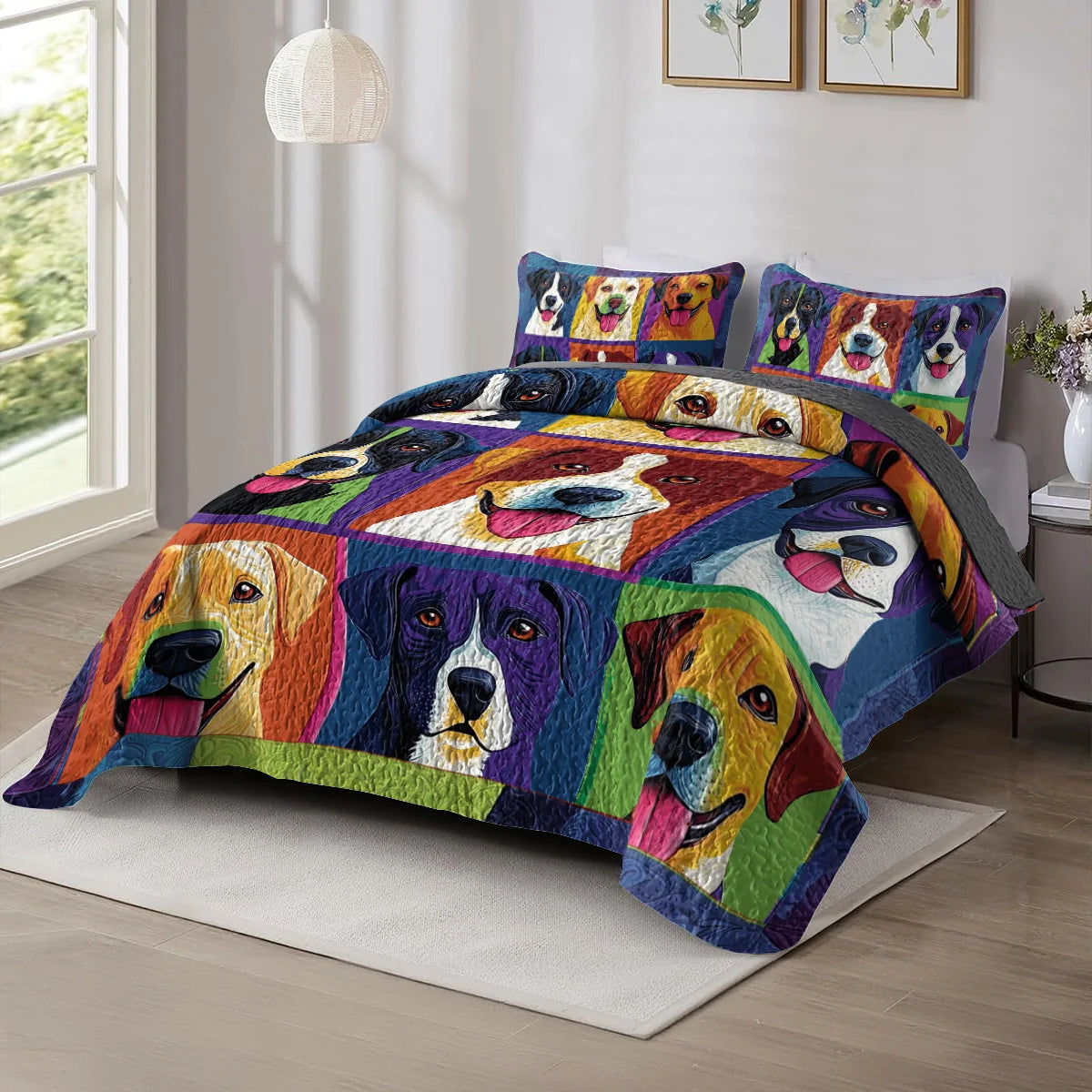 Shineful All Season Quilt 3-Piece Set - Labrador Pop Art