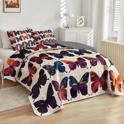 Shineful All Season Quilt 3-Piece Set Vibrant Butterfly