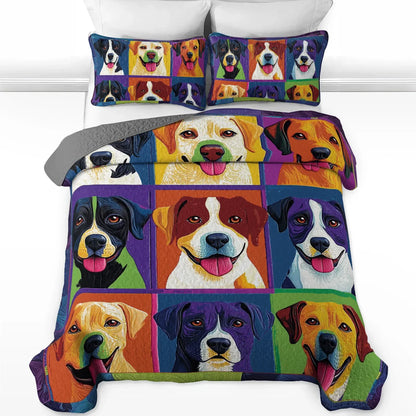 Shineful All Season Quilt 3-Piece Set - Labrador Pop Art