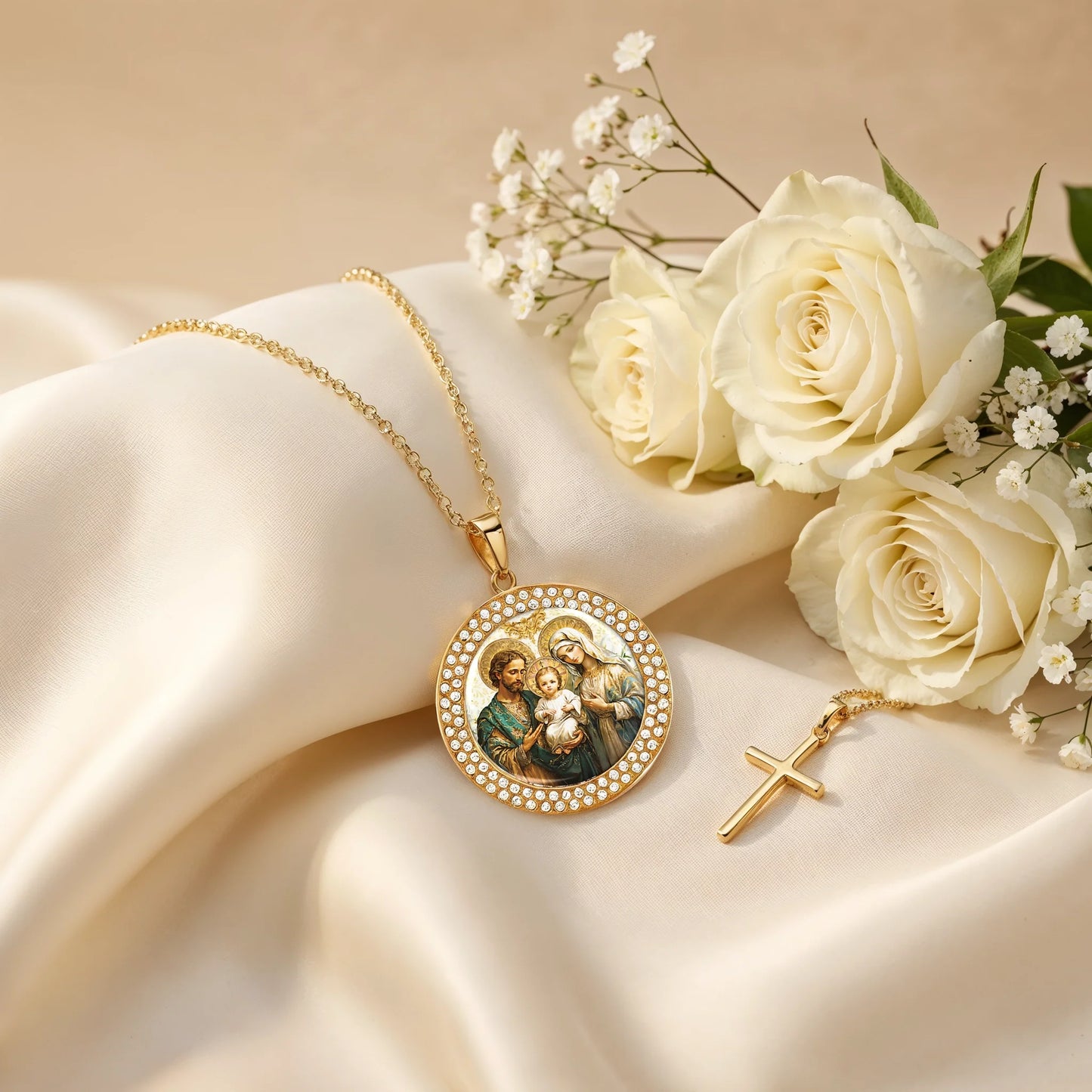 Shineful Necklace Sacred Holy Family Medallion