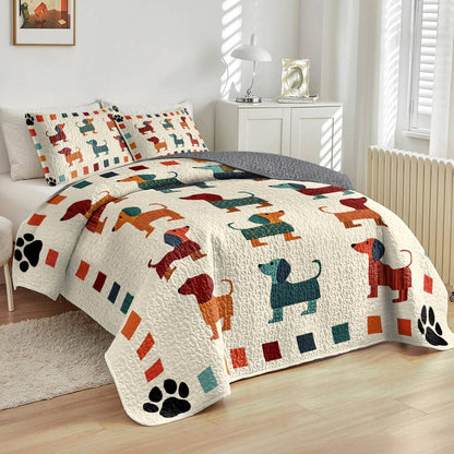 Shineful All Season Quilt 3-Piece Set Dachshund Doodle