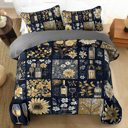 Shineful All Season Quilt 3-Piece Set Subtlety Wine Floral