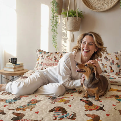 Shineful Quilt 3-Piece Set Dachshund Lovely Delight