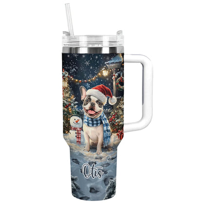 Shineful Tumbler Personalized Frenchie Winter Wonderland