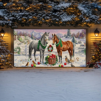 Shineful Garage Door Banner Decoration  Holiday Stable Elegance