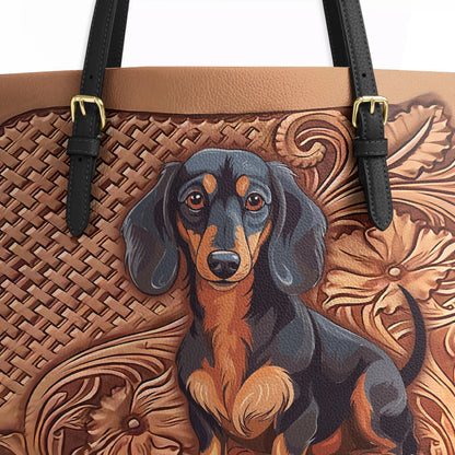 Shineful Leather Tote Bag Dachshund Strength