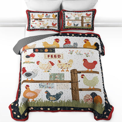 Shineful All Season Quilt 3-Piece Set Lucky Chicken