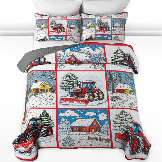 Shineful All Season Quilt 3-Piece Set - Snow Farm Pattern