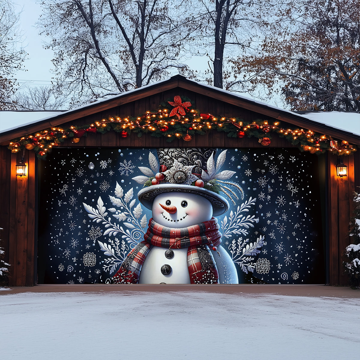 Shineful Garage Door Banner Decoration Winter Smile