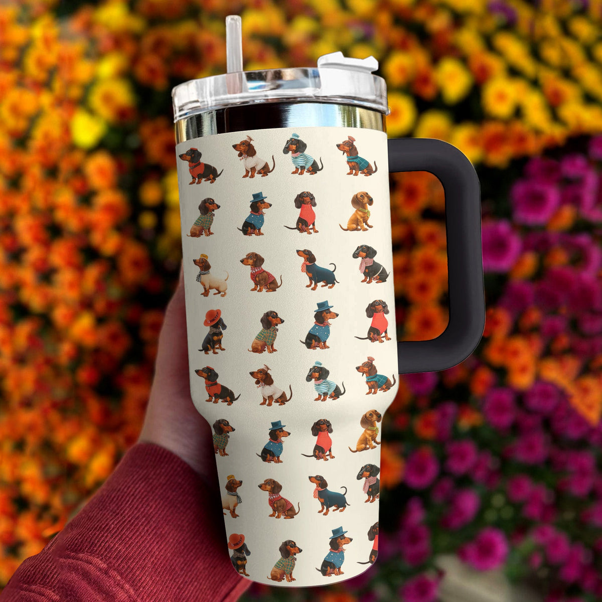 Dachshund 40 Oz Shineful™ Tumbler Multi-Style Wiener Mn8 Black 40Oz