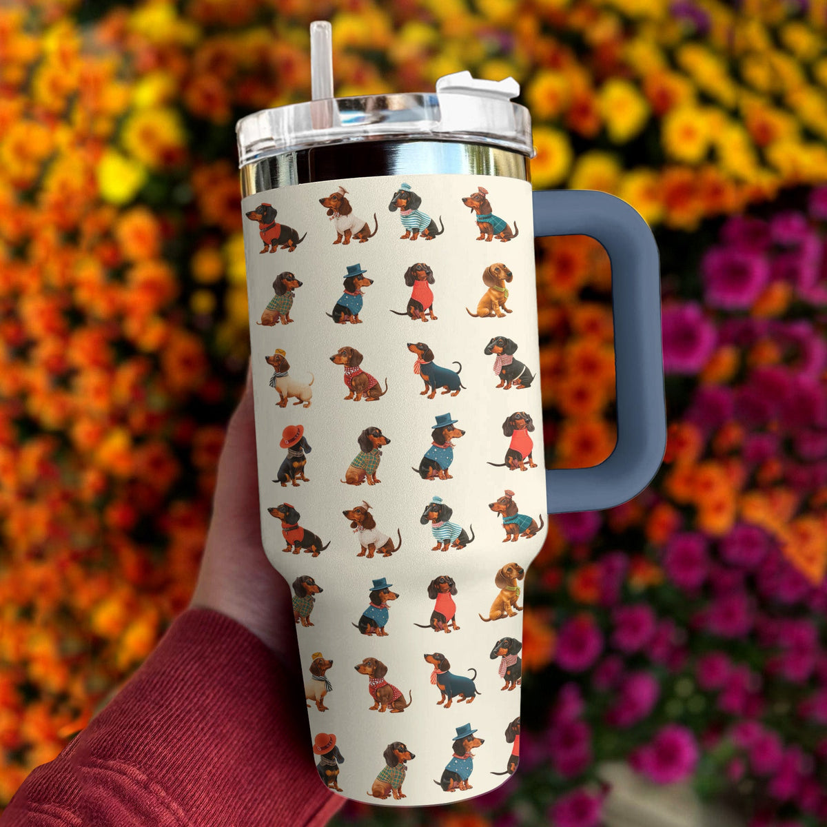 Dachshund 40 Oz Shineful™ Tumbler Multi-Style Wiener Mn8 Navy 40Oz