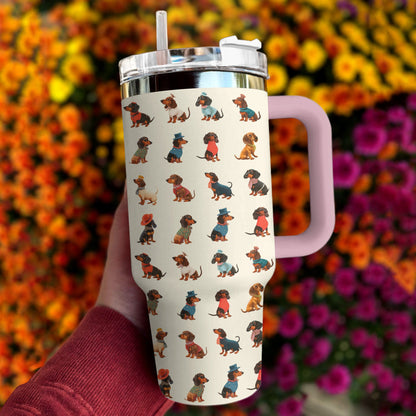 Dachshund 40 Oz Shineful™ Tumbler Multi-Style Wiener Mn8 Pink 40Oz