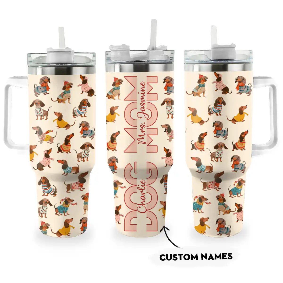 Shineful Tumbler Personalize Dachshund's Mom All Season