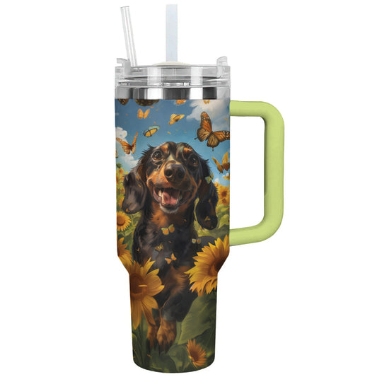 Shineful Tumbler Dachshund In Sunflower Field