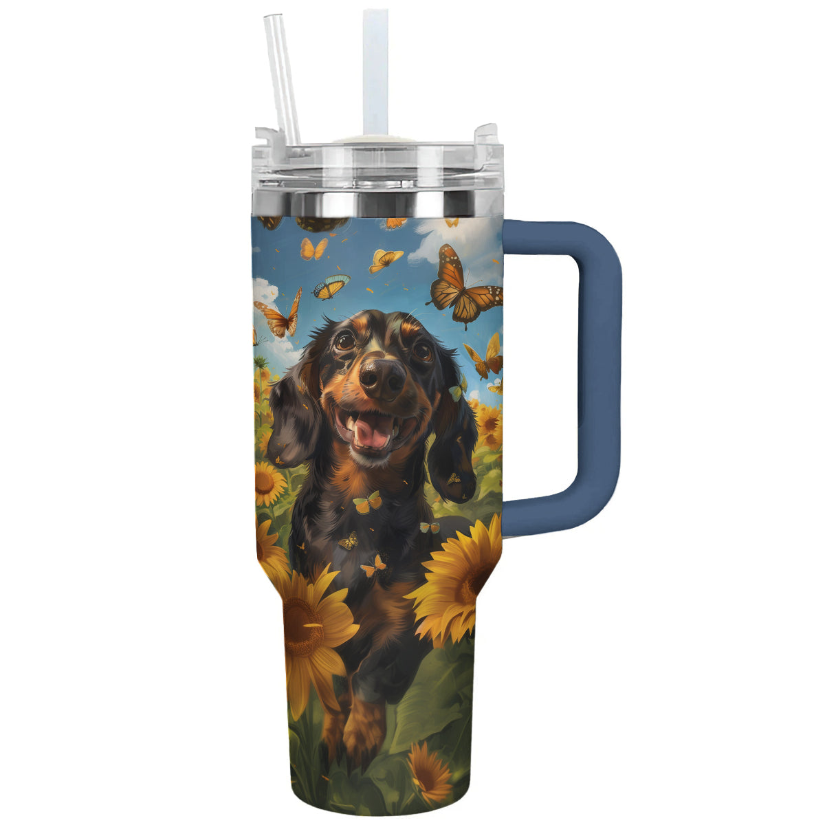 Shineful Tumbler Dachshund In Sunflower Field