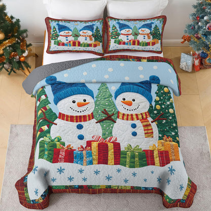 Shineful All Season Quilt 3-Piece Set Snowman Christmas