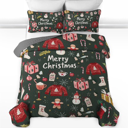 Shineful All Season Quilt 3-Piece Set Merry Cozy Christmas
