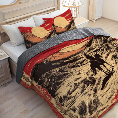 Shineful All Season Quilt 3-Piece Set Western Sunset Cowboy