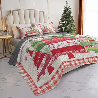 Shineful All Season Quilt 3-Piece Set Polka Dot Christmas Tree