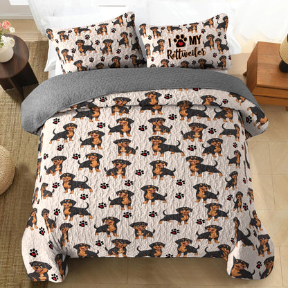 Shineful All Season Quilt 3-Piece Set - I Love My Rottweiler