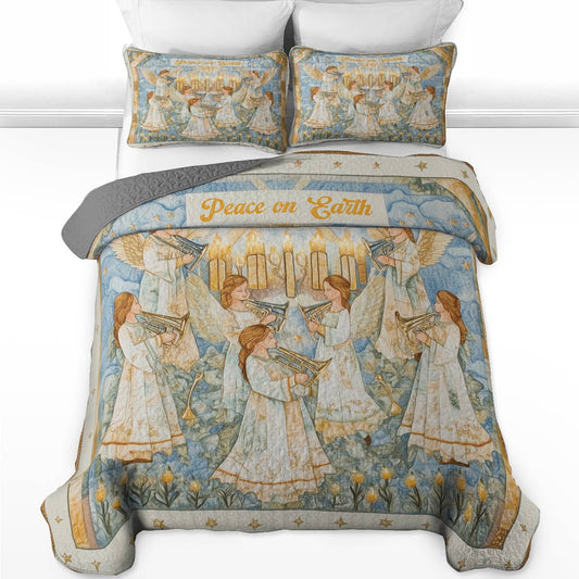 Shineful All Season Quilt 3-Piece Set - Peace On Earth Angel Choir