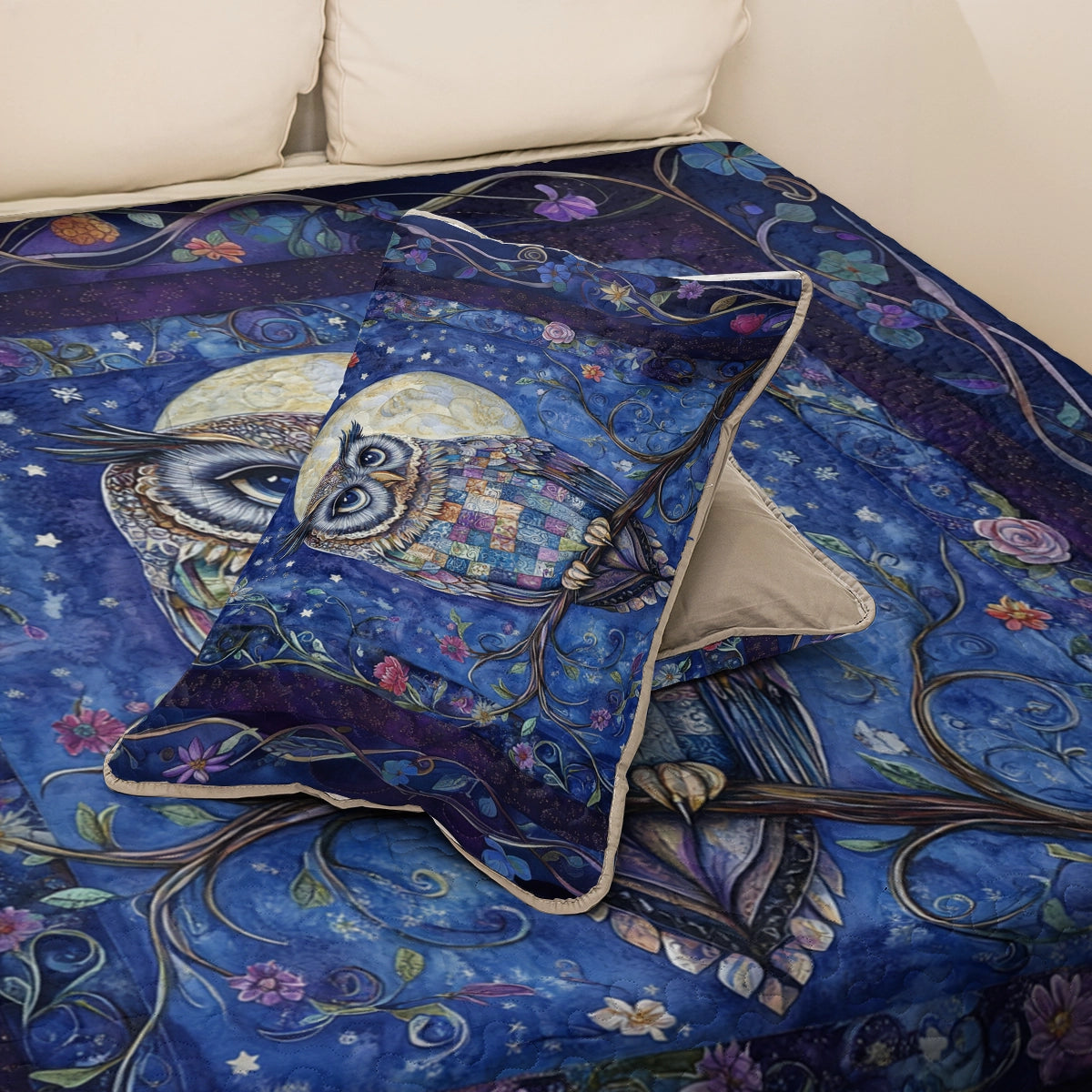 Shineful All Season Quilt 3-Piece Set Moonlit Wisdom Owl