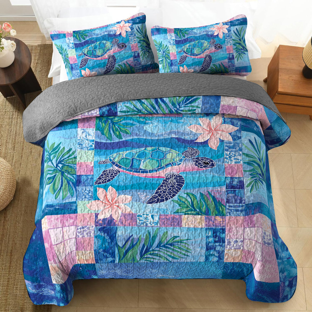 Shineful All Season Quilt 3-Piece Set Sea Turtle Dreams