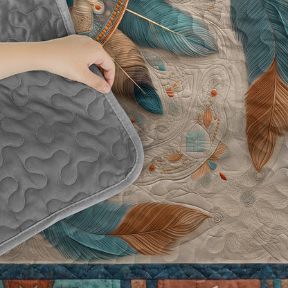 Shineful All Season Quilt 3-Piece Set Feather Mandala