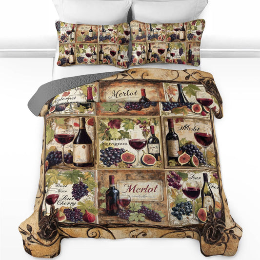 Shineful All Season Quilt 3-Piece Set Wine Collection