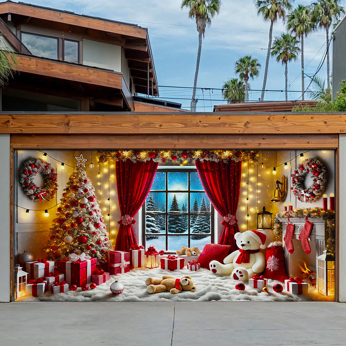 Shineful Garage Door Banner Decoration - Christmas Memories By The Hearth